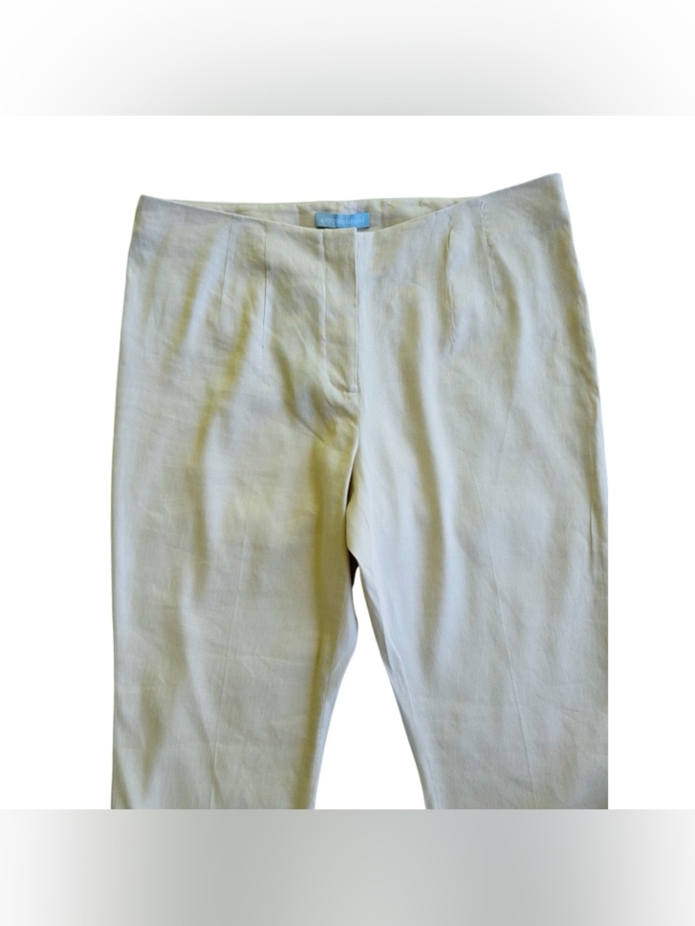 ANTONIO MELANI Kendall Beige Linen Blend Flare Leg Slacks Pants Sz 12 Large NWT - Picture 4 of 12